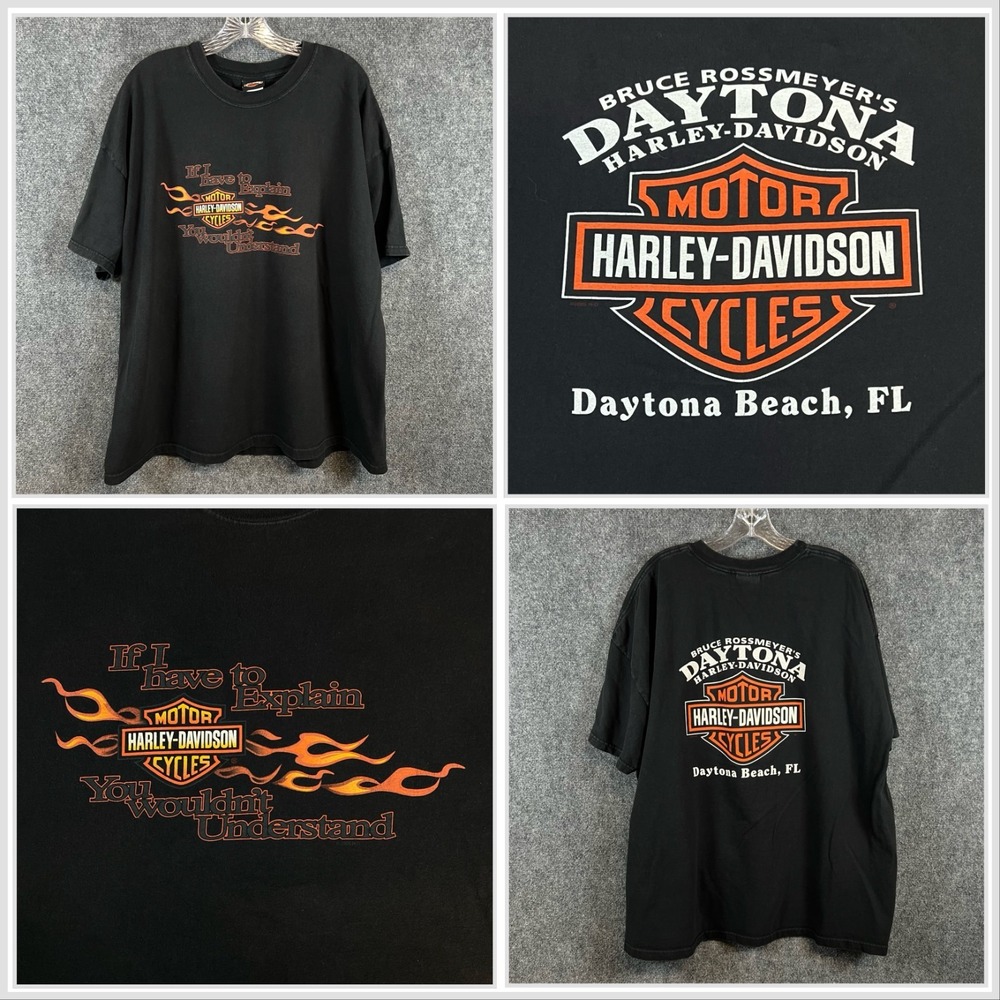 VTG Harley Davidson 2005 SS Daytona Beach FL Black T-Shirt | Made in USA | 3XL